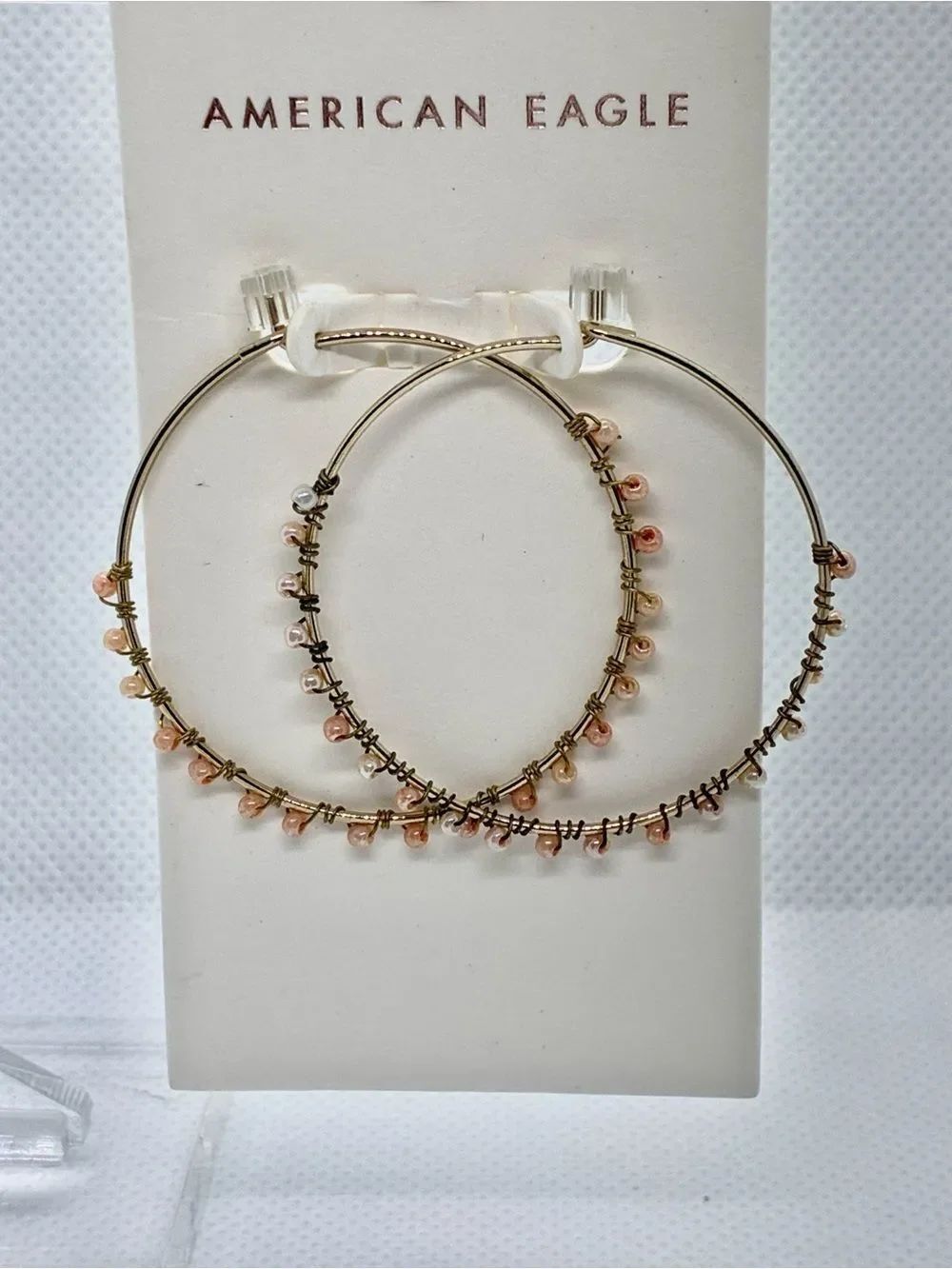 3For$20 American Eagle Outfitters Gold Hoop Earrings with Peach/ Pearl Accent